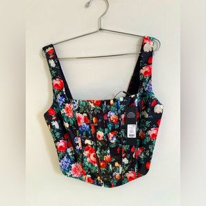 Fashion Nova Floral Corset Top - Black/combo